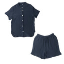 パジャマ〔半袖・男女兼用〕 パジャマ メンズ レディース 半袖 半ズボン S M L ルームウエア セット 3重ガーゼ 綿100% コットン 部屋着 前開き ボタン きれいめ おしゃれ recorela ぼん家具