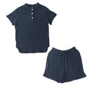 パジャマ〔半袖・男女兼用〕 パジャマ メンズ レディース 半袖 半ズボン S M L ルームウエア セット 3重ガーゼ 綿100% コットン 部屋着 前開き ボタン きれいめ おしゃれ recorela ぼん家具