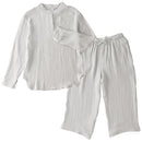 パジャマ〔長袖・男女兼用〕 ルームウェア 上下 レディース メンズ 長袖 S M L パジャマ 部屋着 ナイトウェア コットン100％ 綿 前開き ボタン おしゃれ  recorela ぼん家具