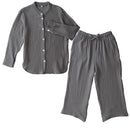 パジャマ〔長袖・男女兼用〕 ルームウェア 上下 レディース メンズ 長袖 S M L パジャマ 部屋着 ナイトウェア コットン100％ 綿 前開き ボタン おしゃれ  recorela ぼん家具