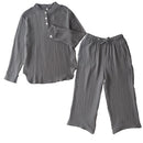 パジャマ〔長袖・男女兼用〕 ルームウェア 上下 レディース メンズ 長袖 S M L パジャマ 部屋着 ナイトウェア コットン100％ 綿 前開き ボタン おしゃれ  recorela ぼん家具