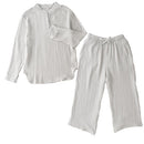 パジャマ〔長袖・男女兼用〕 ルームウェア 上下 レディース メンズ 長袖 S M L パジャマ 部屋着 ナイトウェア コットン100％ 綿 前開き ボタン おしゃれ  recorela ぼん家具