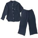 パジャマ〔長袖・男女兼用〕 ルームウェア 上下 レディース メンズ 長袖 S M L パジャマ 部屋着 ナイトウェア コットン100％ 綿 前開き ボタン おしゃれ  recorela ぼん家具