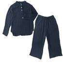 パジャマ〔長袖・男女兼用〕 ルームウェア 上下 レディース メンズ 長袖 S M L パジャマ 部屋着 ナイトウェア コットン100％ 綿 前開き ボタン おしゃれ  recorela ぼん家具