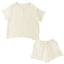 ルームウェア〔半袖・レディース〕 パジャマ レディース 半袖 半ズボン S M L ルームウエア セット 寝巻 3重ガーゼ 綿100% コットン ハーフパンツ ウエストゴム おしゃれ recorela ぼん家具