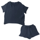 ルームウェア〔半袖・レディース〕 パジャマ レディース 半袖 半ズボン S M L ルームウエア セット 寝巻 3重ガーゼ 綿100% コットン ハーフパンツ ウエストゴム おしゃれ recorela ぼん家具