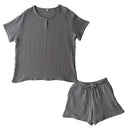 ルームウェア〔半袖・レディース〕 パジャマ レディース 半袖 半ズボン S M L ルームウエア セット 寝巻 3重ガーゼ 綿100% コットン ハーフパンツ ウエストゴム おしゃれ recorela ぼん家具