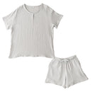 ルームウェア〔半袖・レディース〕 パジャマ レディース 半袖 半ズボン S M L ルームウエア セット 寝巻 3重ガーゼ 綿100% コットン ハーフパンツ ウエストゴム おしゃれ recorela ぼん家具