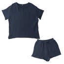 ルームウェア〔半袖・レディース〕 パジャマ レディース 半袖 半ズボン S M L ルームウエア セット 寝巻 3重ガーゼ 綿100% コットン ハーフパンツ ウエストゴム おしゃれ recorela ぼん家具