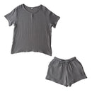 ルームウェア〔半袖・レディース〕 パジャマ レディース 半袖 半ズボン S M L ルームウエア セット 寝巻 3重ガーゼ 綿100% コットン ハーフパンツ ウエストゴム おしゃれ recorela ぼん家具