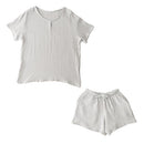 ルームウェア〔半袖・レディース〕 パジャマ レディース 半袖 半ズボン S M L ルームウエア セット 寝巻 3重ガーゼ 綿100% コットン ハーフパンツ ウエストゴム おしゃれ recorela ぼん家具