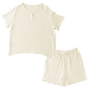 ルームウェア〔半袖・男女兼用〕 パジャマ メンズ レディース 半袖 半ズボン S M L ルームウエア セット 3重ガーゼ 綿100% コットン ハーフパンツ ウエストゴム おしゃれ recorela ぼん家具