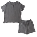 ルームウェア〔半袖・男女兼用〕 パジャマ メンズ レディース 半袖 半ズボン S M L ルームウエア セット 3重ガーゼ 綿100% コットン ハーフパンツ ウエストゴム おしゃれ recorela ぼん家具