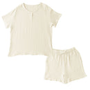 ルームウェア〔半袖・男女兼用〕 パジャマ メンズ レディース 半袖 半ズボン S M L ルームウエア セット 3重ガーゼ 綿100% コットン ハーフパンツ ウエストゴム おしゃれ recorela ぼん家具