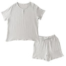 ルームウェア〔半袖・男女兼用〕 パジャマ メンズ レディース 半袖 半ズボン S M L ルームウエア セット 3重ガーゼ 綿100% コットン ハーフパンツ ウエストゴム おしゃれ recorela ぼん家具