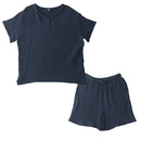 ルームウェア〔半袖・男女兼用〕 パジャマ メンズ レディース 半袖 半ズボン S M L ルームウエア セット 3重ガーゼ 綿100% コットン ハーフパンツ ウエストゴム おしゃれ recorela ぼん家具