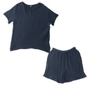 ルームウェア〔半袖・男女兼用〕 パジャマ メンズ レディース 半袖 半ズボン S M L ルームウエア セット 3重ガーゼ 綿100% コットン ハーフパンツ ウエストゴム おしゃれ recorela ぼん家具