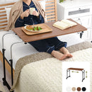 ベッドテーブル ロング 幅80cm×奥行40cm 昇降式 キャスター付きで移動が楽ラクセミダブルサイズまで高さ横幅調整可能 ベッドでの食事に 介護用   ぼん家具