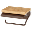 トイレットペーパーホルダー〔2連〕 棚付き ペーパーホルダー トイレットペーパーホルダー 飾り棚 天然木 スチール 2倍巻 3倍巻 太巻き 収納 簡単 DIY リノベ 賃貸 ぼん家具