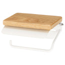 トイレットペーパーホルダー〔2連〕 棚付き ペーパーホルダー トイレットペーパーホルダー 飾り棚 天然木 スチール 2倍巻 3倍巻 太巻き 収納 簡単 DIY リノベ 賃貸 ぼん家具