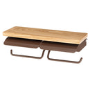 トイレットペーパーホルダー〔2連〕 棚付き ペーパーホルダー トイレットペーパーホルダー 飾り棚 天然木 スチール 2倍巻 3倍巻 太巻き 収納 簡単 DIY リノベ 賃貸 ぼん家具