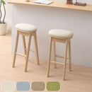 ハイスツール 木製スツール 椅子 ファブリック クッション座面 ハイスツール スリム 約 幅35cm 高さ65cm 奥行35cm 円形 キッチン 作業 疲れにくい 持ち運び簡単 ぼん家具