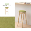 ハイスツール 木製スツール 椅子 ファブリック クッション座面 ハイスツール スリム 約 幅35cm 高さ65cm 奥行35cm 円形 キッチン 作業 疲れにくい 持ち運び簡単 ぼん家具
