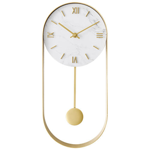 大理石調×スチール 振り子時計