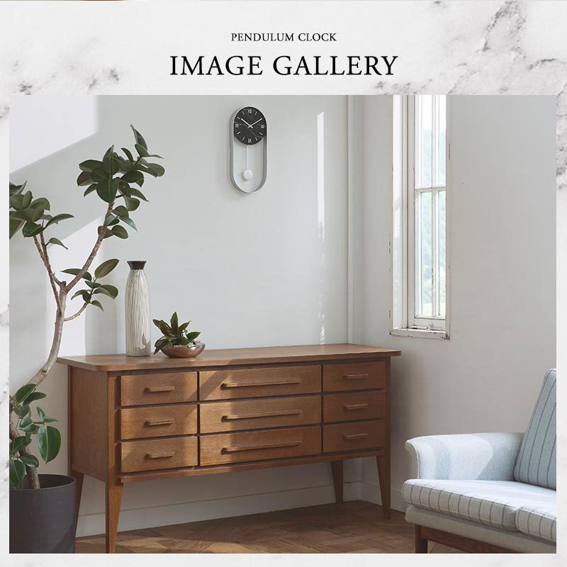 大理石調×スチール 振り子時計