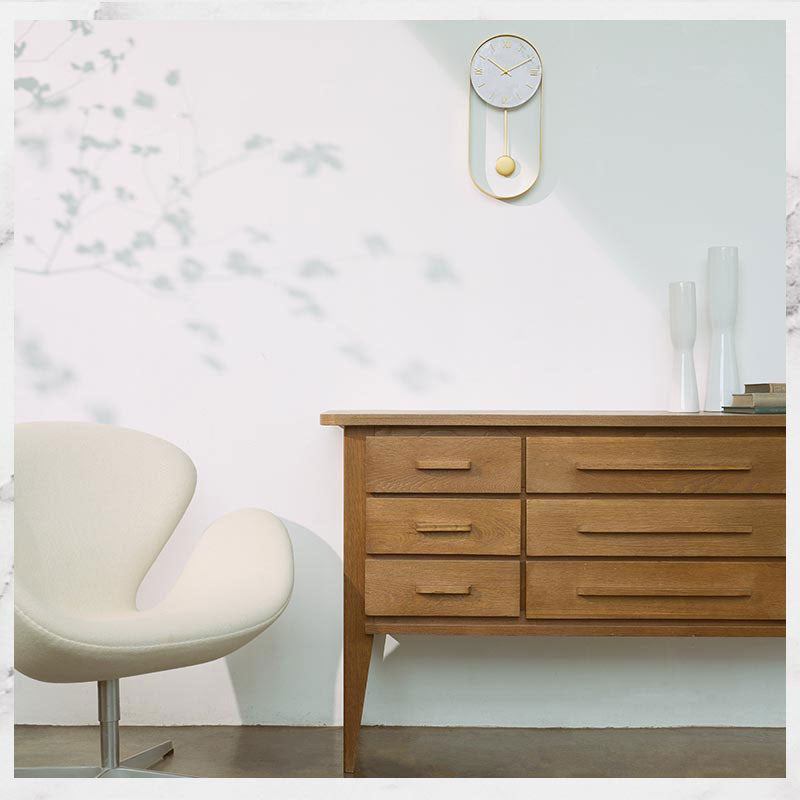 大理石調×スチール 振り子時計