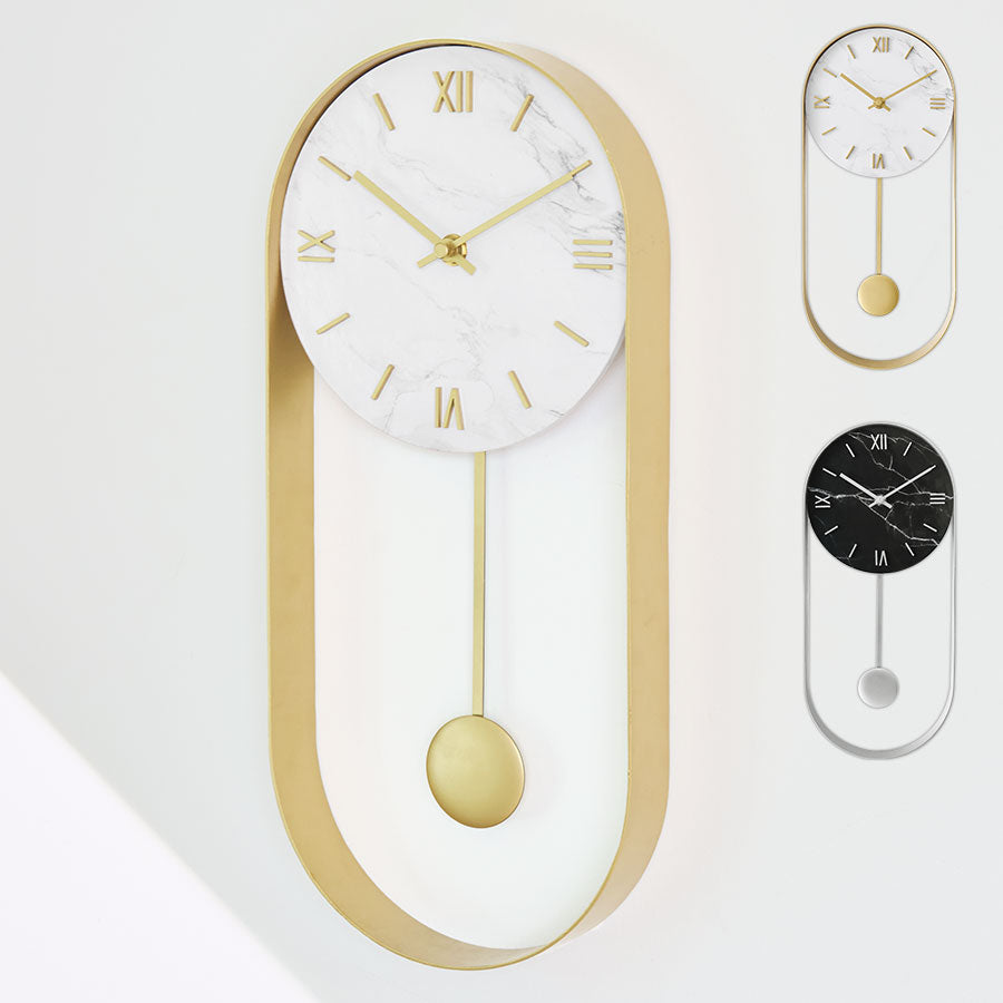 大理石調×スチール 振り子時計 インテリア・家具 おしゃれ ぼん家具