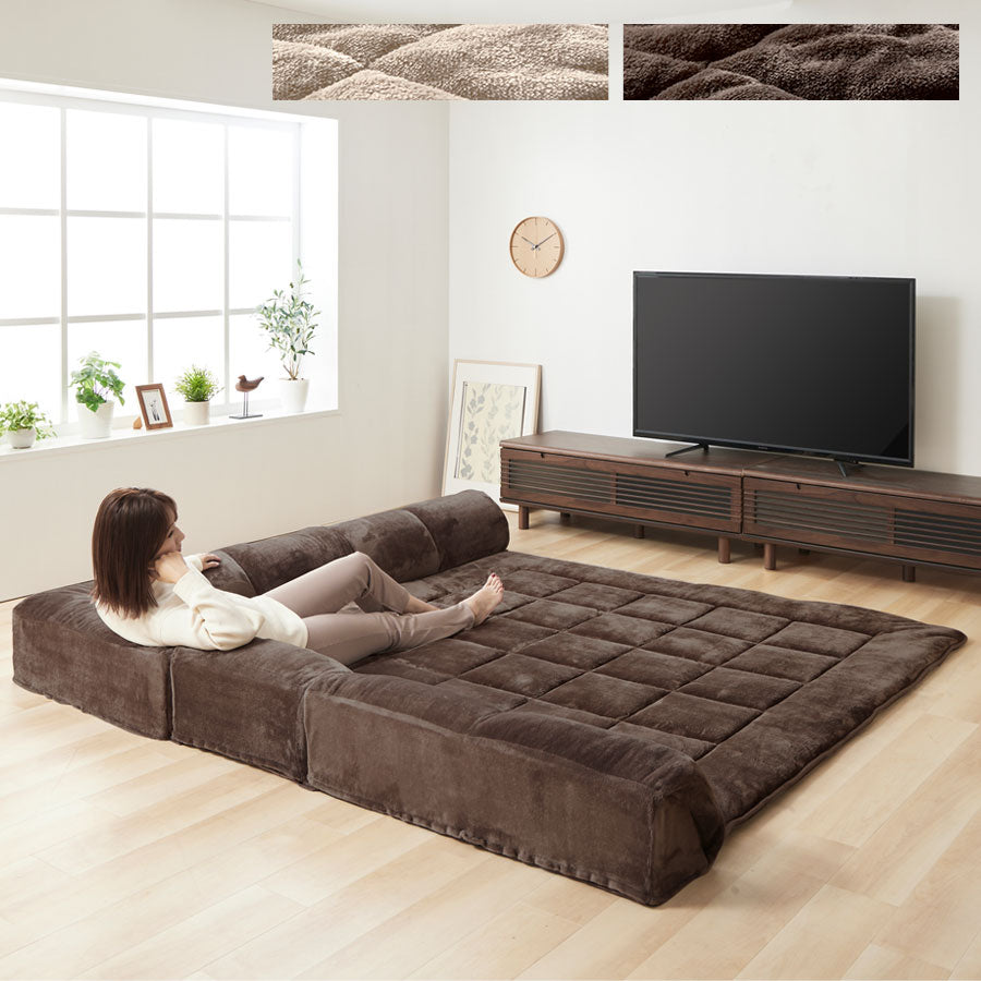 ローソファー　コーナークッション付きラグマット インテリアのゲキカグ コーナークッション付きラグマット ラグ コーナークッション付きラグ