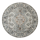 オリエンタル柄ラグ〔丸型直径150cm〕 ラグマット 円形 センターラグ リビングラグ インテリアマット カーペット ラグ 約 直径150cm 1.5畳 幾何学 オリエンタル柄 プリント おしゃれ 洗える ぼん家具