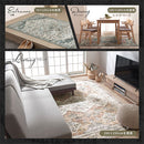 オリエンタル柄ラグ〔丸型直径150cm〕 ラグマット 円形 センターラグ リビングラグ インテリアマット カーペット ラグ 約 直径150cm 1.5畳 幾何学 オリエンタル柄 プリント おしゃれ 洗える ぼん家具