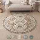 オリエンタル柄ラグ〔丸型直径150cm〕 ラグマット 円形 センターラグ リビングラグ インテリアマット カーペット ラグ 約 直径150cm 1.5畳 幾何学 オリエンタル柄 プリント おしゃれ 洗える ぼん家具