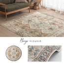 オリエンタル柄ラグ〔丸型直径150cm〕 ラグマット 円形 センターラグ リビングラグ インテリアマット カーペット ラグ 約 直径150cm 1.5畳 幾何学 オリエンタル柄 プリント おしゃれ 洗える ぼん家具