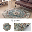 オリエンタル柄ラグ〔丸型直径150cm〕 ラグマット 円形 センターラグ リビングラグ インテリアマット カーペット ラグ 約 直径150cm 1.5畳 幾何学 オリエンタル柄 プリント おしゃれ 洗える ぼん家具