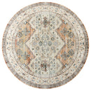 オリエンタル柄ラグ〔丸型直径200cm〕 ラグマット 円形 センターラグ リビングラグ インテリアマット カーペット ラグ 約 直径200cm 2畳 幾何学 オリエンタル柄 プリント おしゃれ 洗える ぼん家具