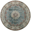 オリエンタル柄ラグ〔丸型直径200cm〕 ラグマット 円形 センターラグ リビングラグ インテリアマット カーペット ラグ 約 直径200cm 2畳 幾何学 オリエンタル柄 プリント おしゃれ 洗える ぼん家具