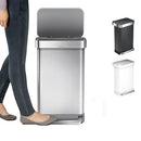 simplehuman　レクタンギュラーステップカン45L キッチンペール ゴミ箱 大容量 おしゃれ 蓋つき ゴミ袋収納ホルダー 壁付け モノトーン 高級感 開店祝い 開業祝い 山崎実業