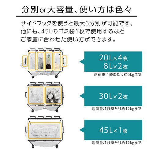 ぼん家具 キャスター付き分別ダストワゴン おしゃれ インテリア ゴミ箱