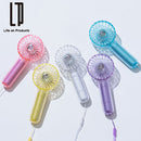 ミニクリアファン ハンディファン 光る LED 首かけ 扇風機 ポータブルファン ネオンカラー ライト スケルトン 携帯扇風機 手のひらサイズ 充電式 持ち歩き 夏 おしゃれ ライフオンプロダクツ