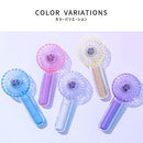 ミニクリアファン ハンディファン 光る LED 首かけ 扇風機 ポータブルファン ネオンカラー ライト スケルトン 携帯扇風機 手のひらサイズ 充電式 持ち歩き 夏 おしゃれ ライフオンプロダクツ