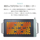 スリムグリルプレート スリムグリルプレート グリルプレート ホットプレート 薄型 約幅47cm スタンド ハンドル 収納時 厚さ約3cm 温度 4段階 フッ素加工 プレート 丸洗いOK Toffy