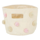 収納ボックス〔S〕 収納ボックス 折りたたみ ランドリーボックス ポンポンバスケット バスケット 円柱 おもちゃ入れ かご キャンバスバッグ Sサイズ マチ 自立 取っ手 ぼん家具