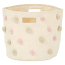 収納ボックス〔L〕 収納ボックス 折りたたみ ランドリーボックス ポンポンバスケット バスケット 円柱 おもちゃ入れ かご キャンバスバッグ Lサイズ マチ 自立 取っ手 ぼん家具