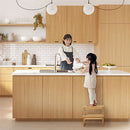 木製踏み台〔2段〕 踏み台 2段 お手伝い ステップ台 置くだけ キッズステップ ステップ踏み台 子供 男の子 女の子 足台 脚立 ロー 天然木 玄関 台所 洗面所 寝室 ぼん家具