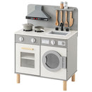 ランドリー付きおままごとキッチン おままごと キッチン おままごとセット ままごとキッチン ごっこ遊び 棚 木製 収納 おもちゃ コンロ 調理器具 プレゼント 小物セット 子供 女の子 Cfa ぼん家具