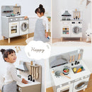 ランドリー付きおままごとキッチン おままごと キッチン おままごとセット ままごとキッチン ごっこ遊び 棚 木製 収納 おもちゃ コンロ 調理器具 プレゼント 小物セット 子供 女の子 Cfa ぼん家具