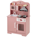 おままごとキッチン 電子レンジ・オーブン付き 木製 コンパクト 電子レンジ・オーブン付き ごっこ遊び 10点の小物付き 光って音が鳴る   ぼん家具